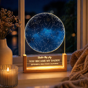 Custom Star Map by Date, Fathers Day Gift, Night Sky Night Light, Gift for Daddy, Gift for Dad From Daughter Son, The Day You Became My Dad