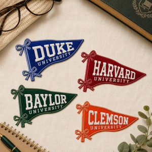 Embroidered College Pennant Patch, Custom School Name, University Pride Gift, Student Patch Keychain