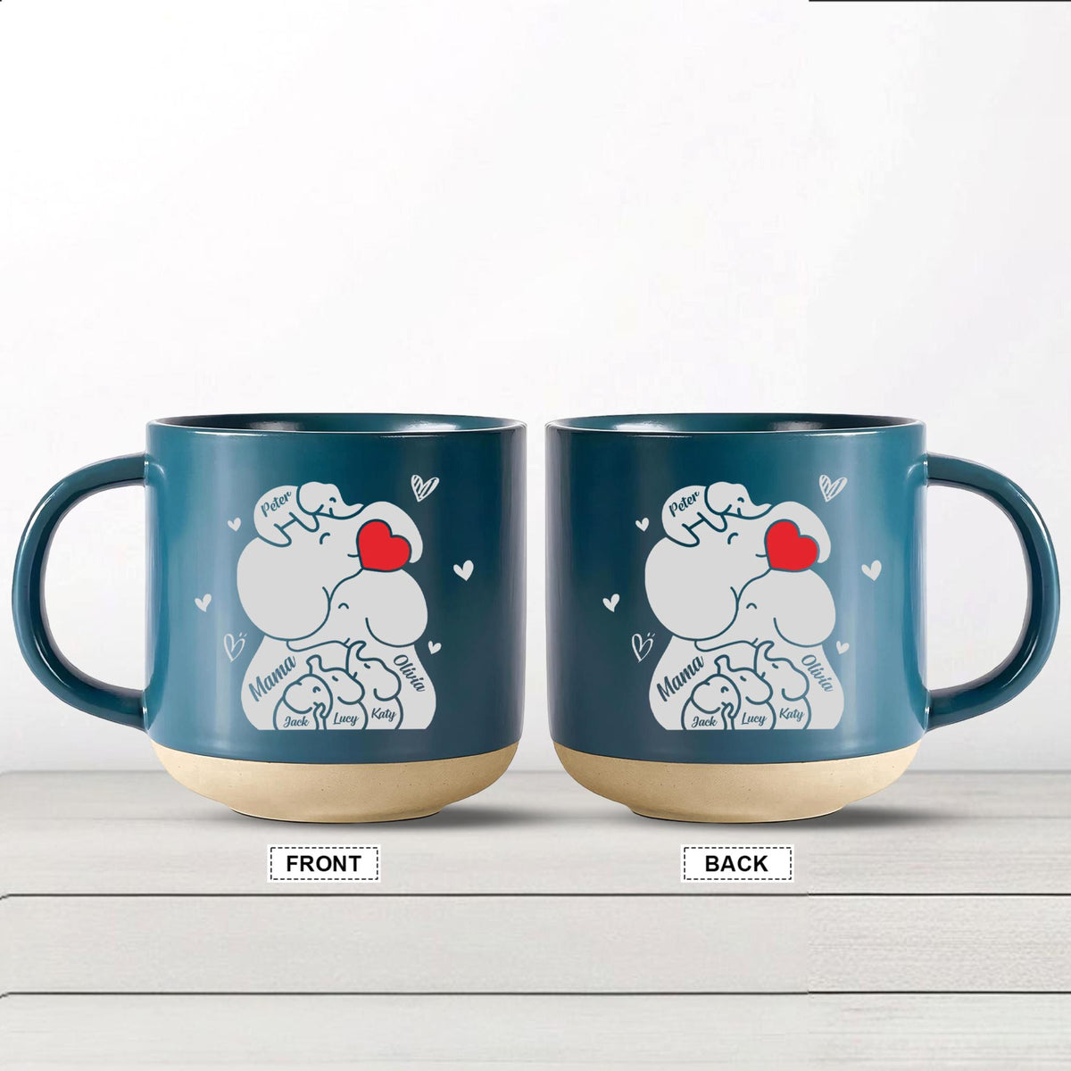 Personalized Elephant Family Mug, Custom Mom Mug, Mama Mug with Kid Names, Mother's Day Gift, Gift for Mom