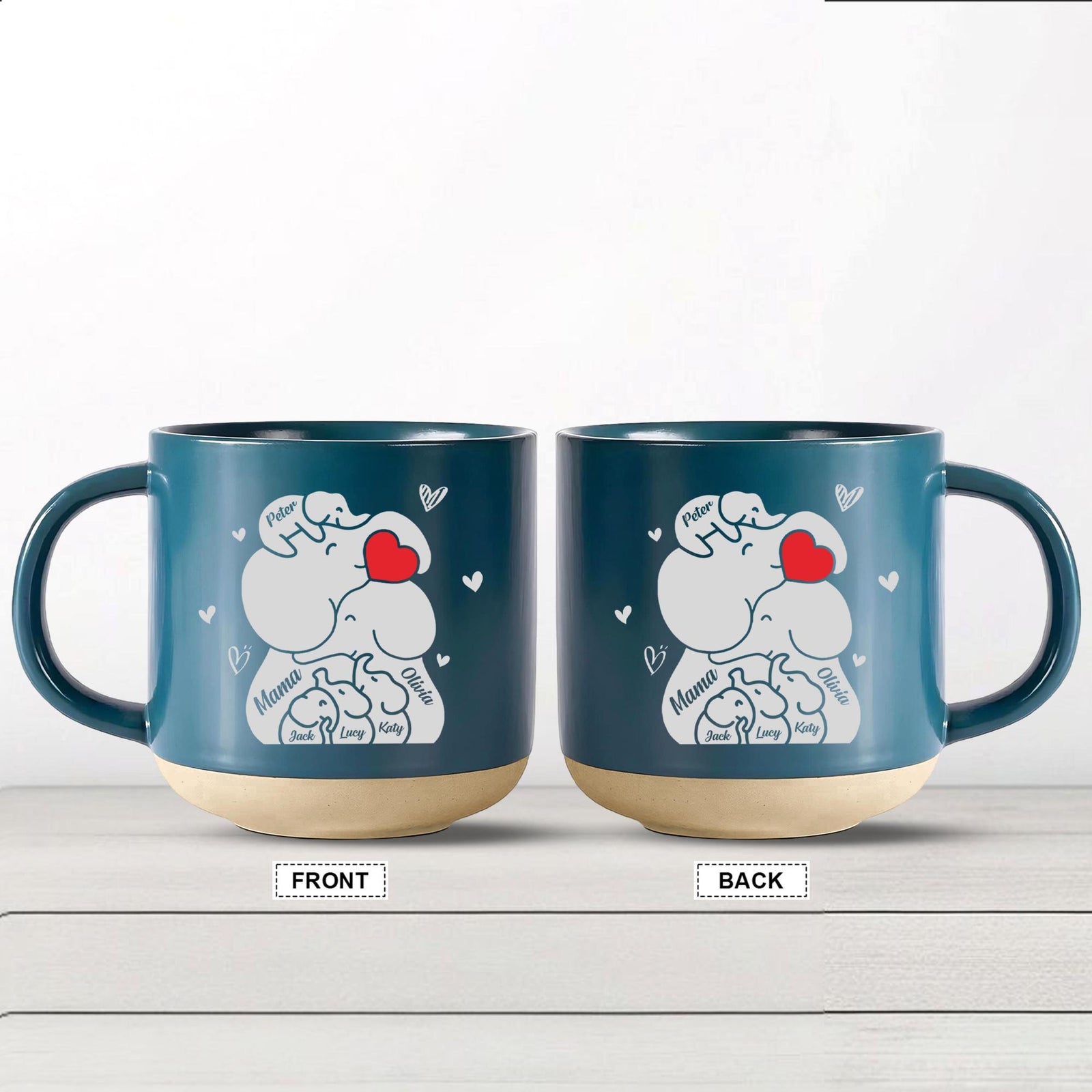 Personalized Elephant Family Mug, Custom Mom Mug, Mama Mug with Kid Names, Mother's Day Gift, Gift for Mom