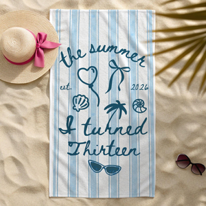13th Birthday Gift For Her, The Summer I Turned 13 Coastal Beach Towel, Teenager Girl Bday Gift for Daughter