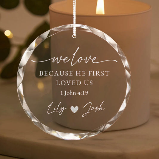 Personalized Christian Wedding Ornament, Custom Bible Verse Ornament, Our First Christmas Wedding, Couple Engagement Gifts