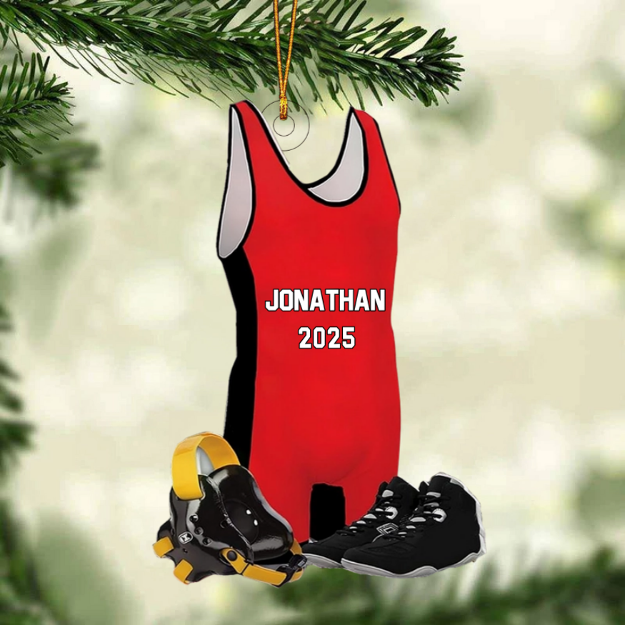 Wrestling Singlet - Personalized Acrylic Ornament - Christmas Gift For Wrestler