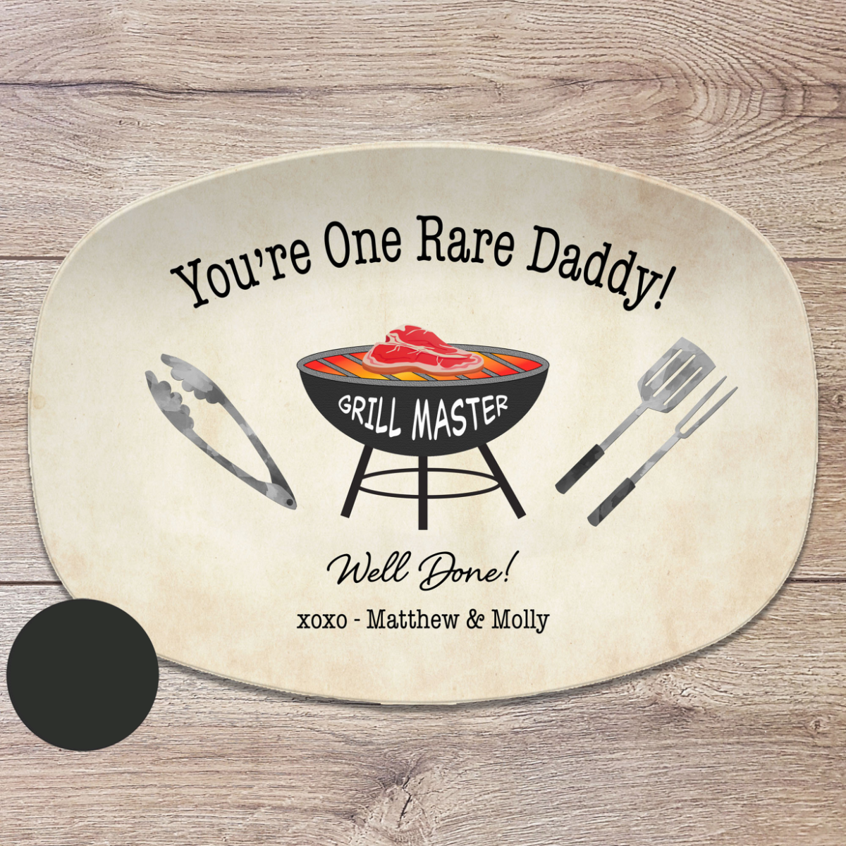 One Rare Daddy Grilling BBQ Plate, Job Well Done Personalized Serving Tray Platter, Father's Day Gift for Him