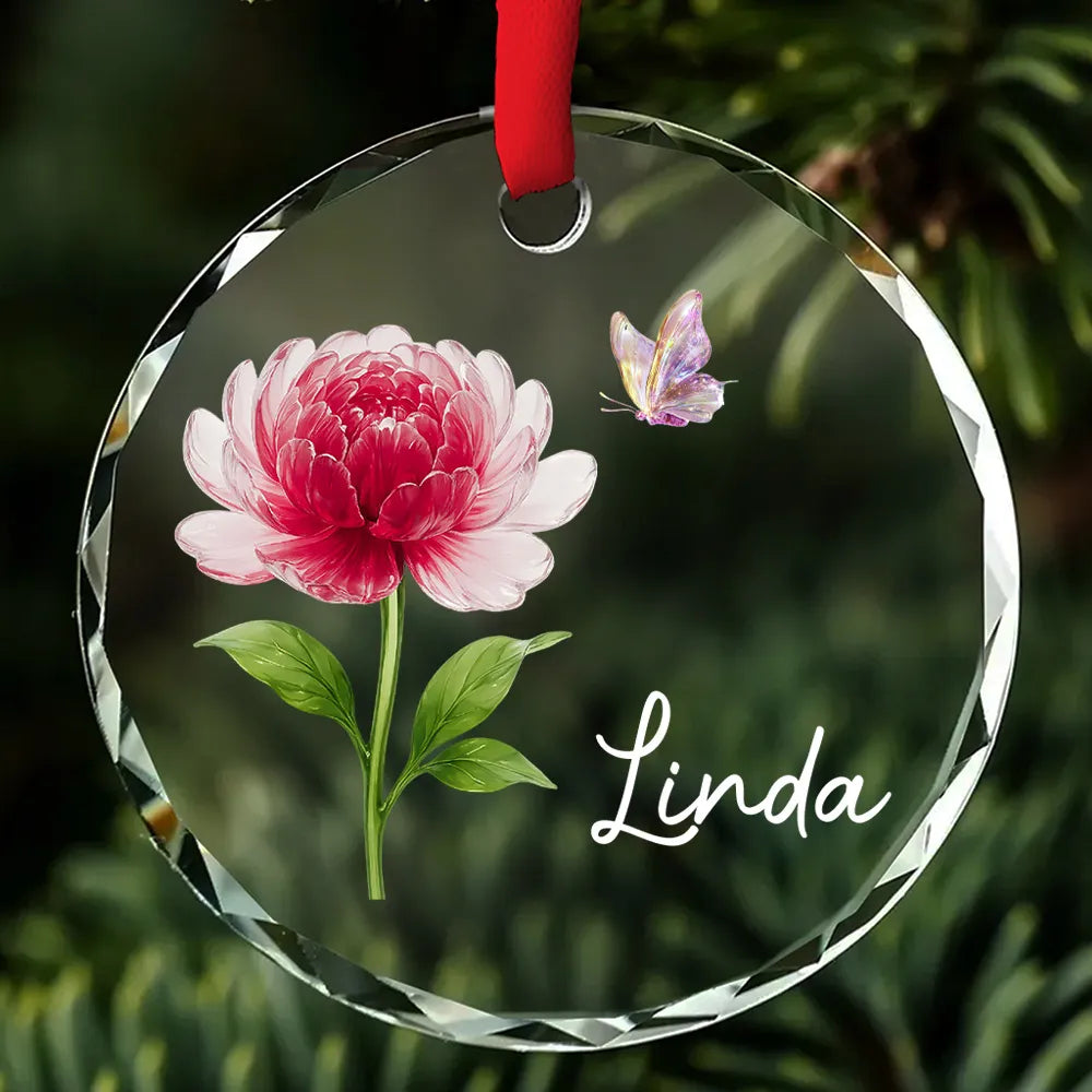 Birth Month Crystal Flower - Personalized Crystal Ornament - Christmas Gift For Sister, Bestie, Family