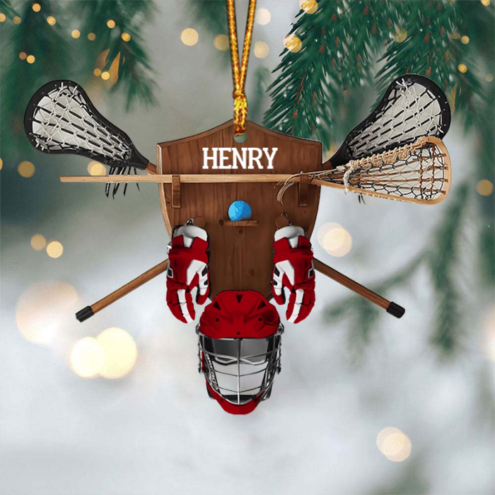 Custom Lacrosse Equipment Christmas Ornament, Personalized Lacrosse Player Ornament