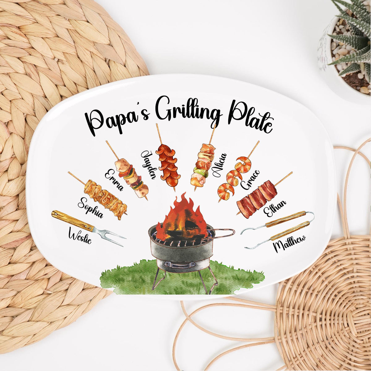 Papa Gift, Custom Grandpa Grilling Platter, Grilling Plate Papa With Kids Names, BBQ Platter Papa's Gift, Gift For Dad, Gift from Grandkids