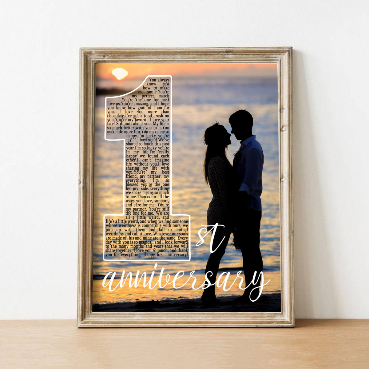 1st Anniversary Custom Photo - Personalized Canvas - Gift For Boyfriend Girlfriend, Anniversary Gift For Couple