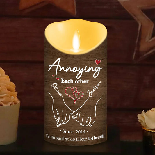 Annoying Each Other For Years - Personalized LED Flameless Candle - Anniversary Gift, Valentine's Day Gift For Couple