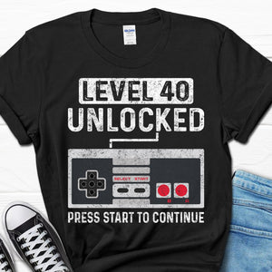 Level Unlocked Press Start To Continue - Personalized Shirt - Gift For Husband