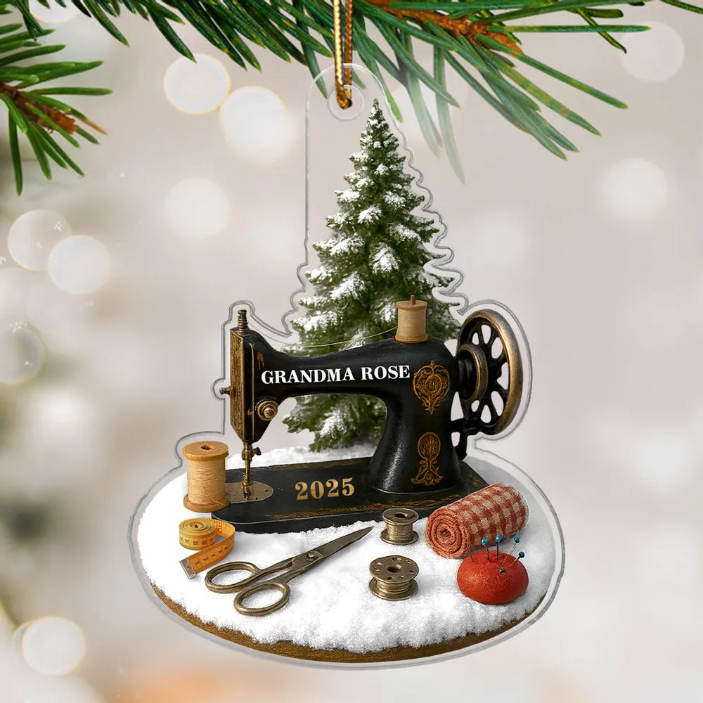 3D Effect Sewing Things - Personalized Acrylic Ornament - Gift For Grandma, Mom