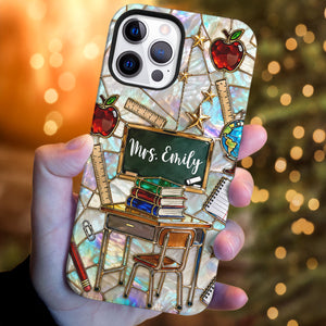 Classroom Inspired Teacher Book and Apple Design - Personalized Clear Phone CaseGift For Teachers and Educators