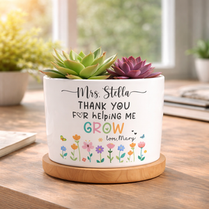 Personalized Teacher Flower Pot, Thank You for Helping Me Grow Planter, Flower Pot for Teacher, Teacher Appreciation, Gift For Teacher