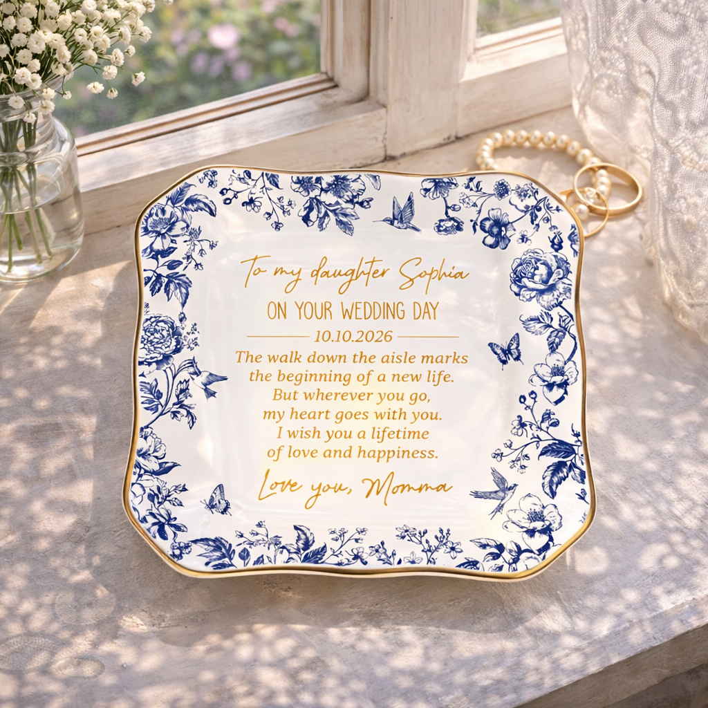 Personalized To My Daughter On Wedding Day Ring Dish, Wedding Gift for Bride from Mom, Sentimental Gift For Daughter on Wedding Day from Mom