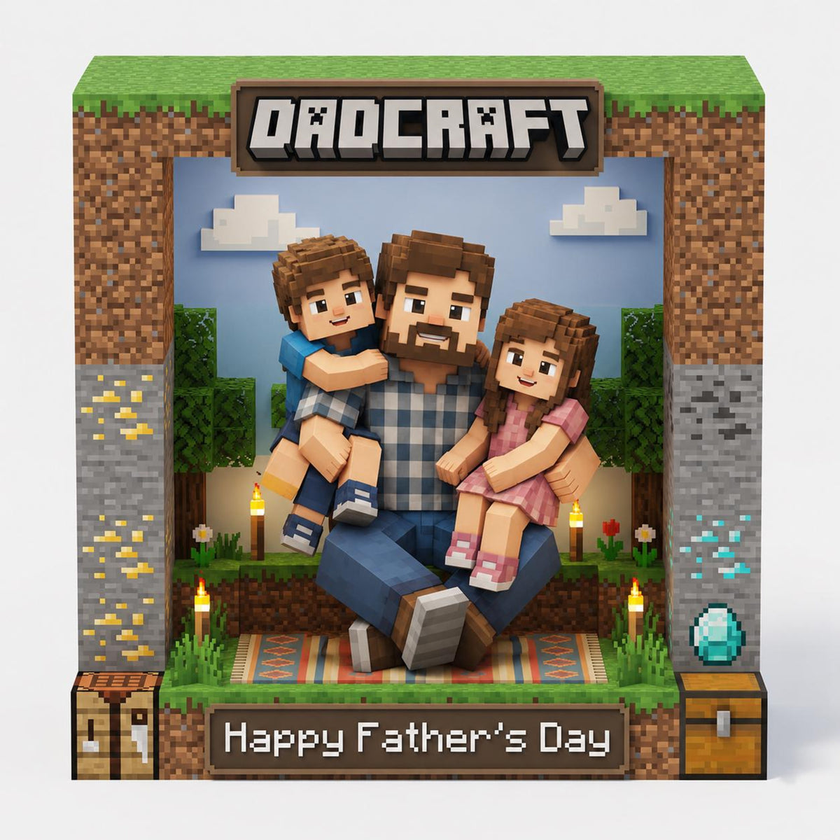 Personalized Pixel Dad Acrylic Plaque, Custom Photo Keepsake Sign, Father's Day Keepsake, Custom Photo Gift For Dad, Grandpa Gift, Papa Gift