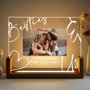 Custom Best Friend Acrylic Photo Night Lamp, Personalized LED Gift for Girls, Custom Quote and Names for Friendship