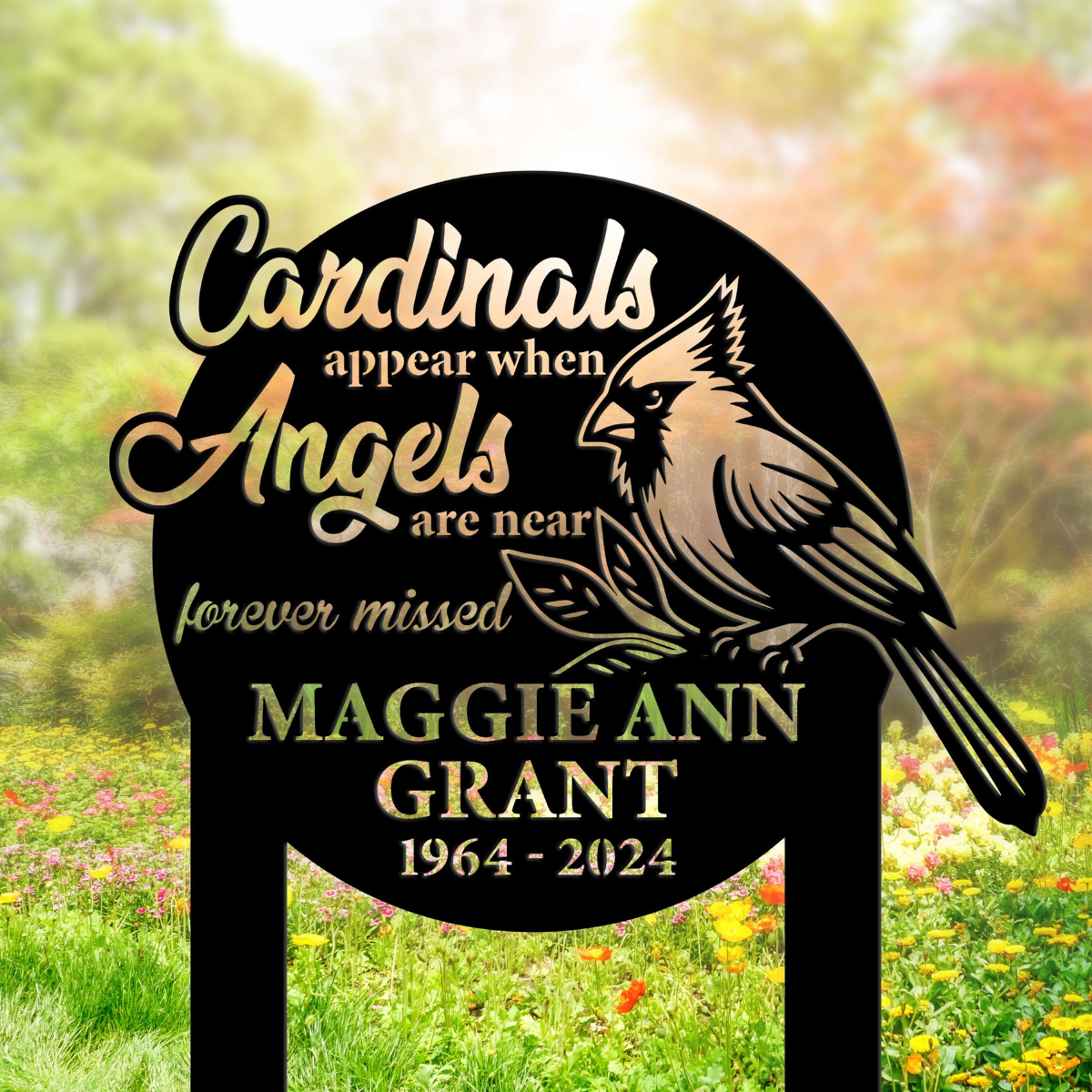 Custom Cardinal Memorial Stake, Personalized Cardinal Bird Garden Memorial, Memorial Plaque, Cemetery Stake, Remembrance Gift