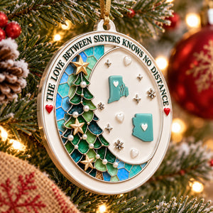 Connected By Heart Never Apart - Real 3D Raised Ornament