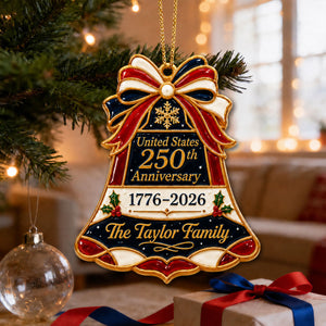 Personalized US 250th Anniversary Bell Ornament - Real 3D Raised Ornament