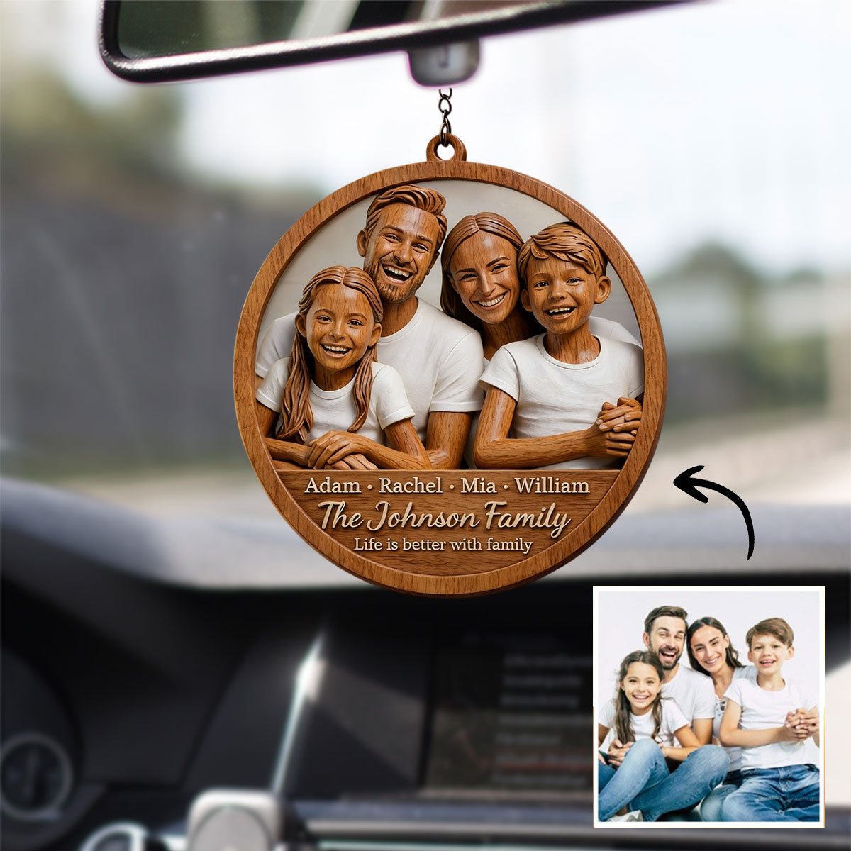 Life Is Better With Family - Personalized 2-layered Wooden Ornament
