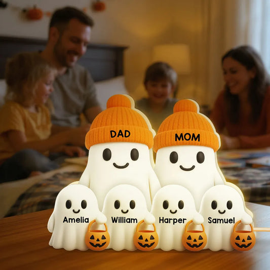 Family Boo Crew - Personalized Acrylic Light Box - Gift For Family, Halloween Decoration, Fall Season Gift