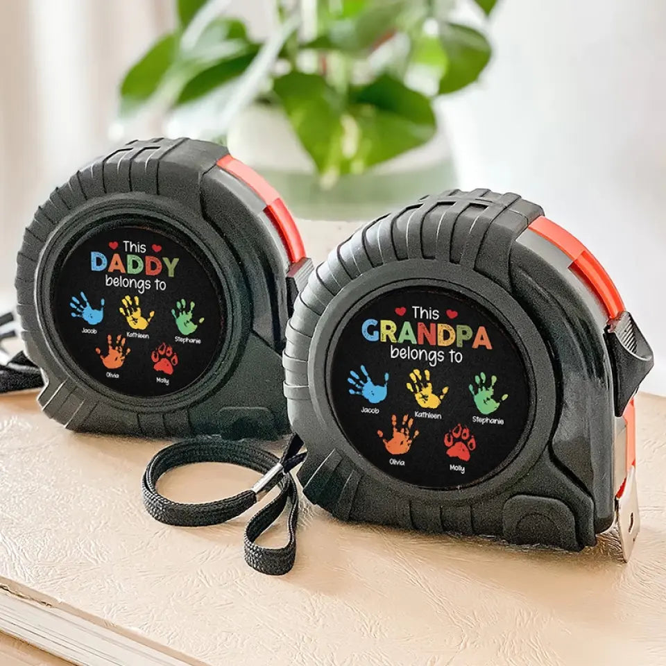 This Papa Belongs To Kids - Personalized Tape Measure - Father's Day, Birthday Gift For Dad, Grandpa