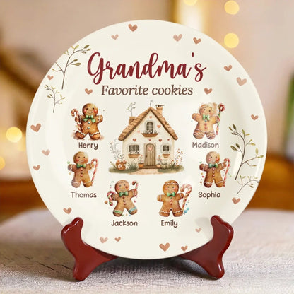 Grandma's Favorite Cookies - Personalized Ceramic Plate - Christmas Gift, Birthday Gift For Mom, Grandma
