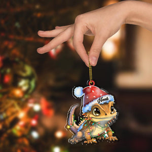 Bearded Dragon Christmas Acrylic Ornament, Custom Bearded Dragon Ornament, Reptiles Lizards Lover, 2D Ornament, Animal Ornament