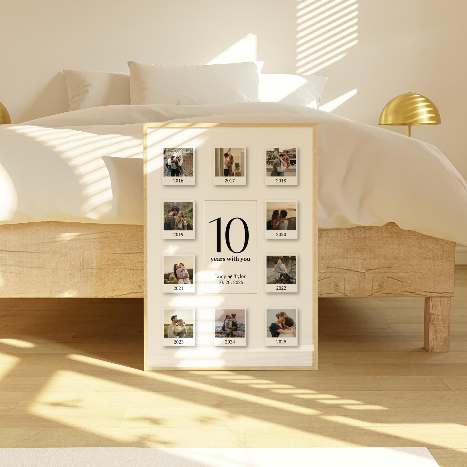 10 Years With You Custom Polaroid Photo Frame Collage - Personalized Canvas - Anniversary Gift Couple