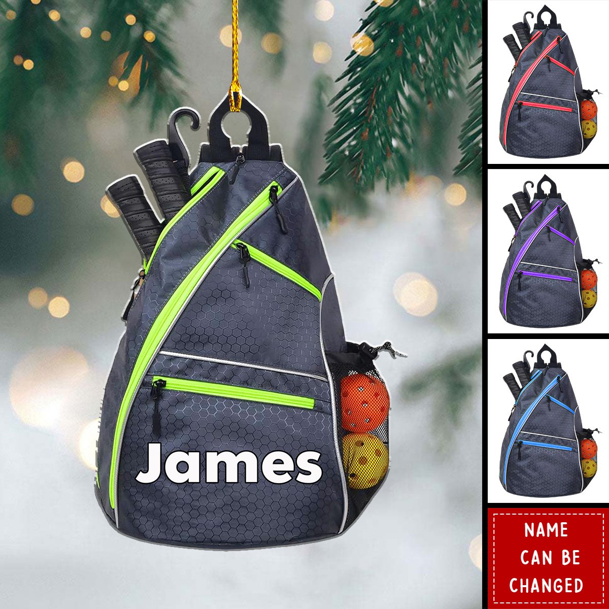 Custom Name Pickleball Equipment - Personalized Acrylic Ornament - Gifts For Pickleball Lover