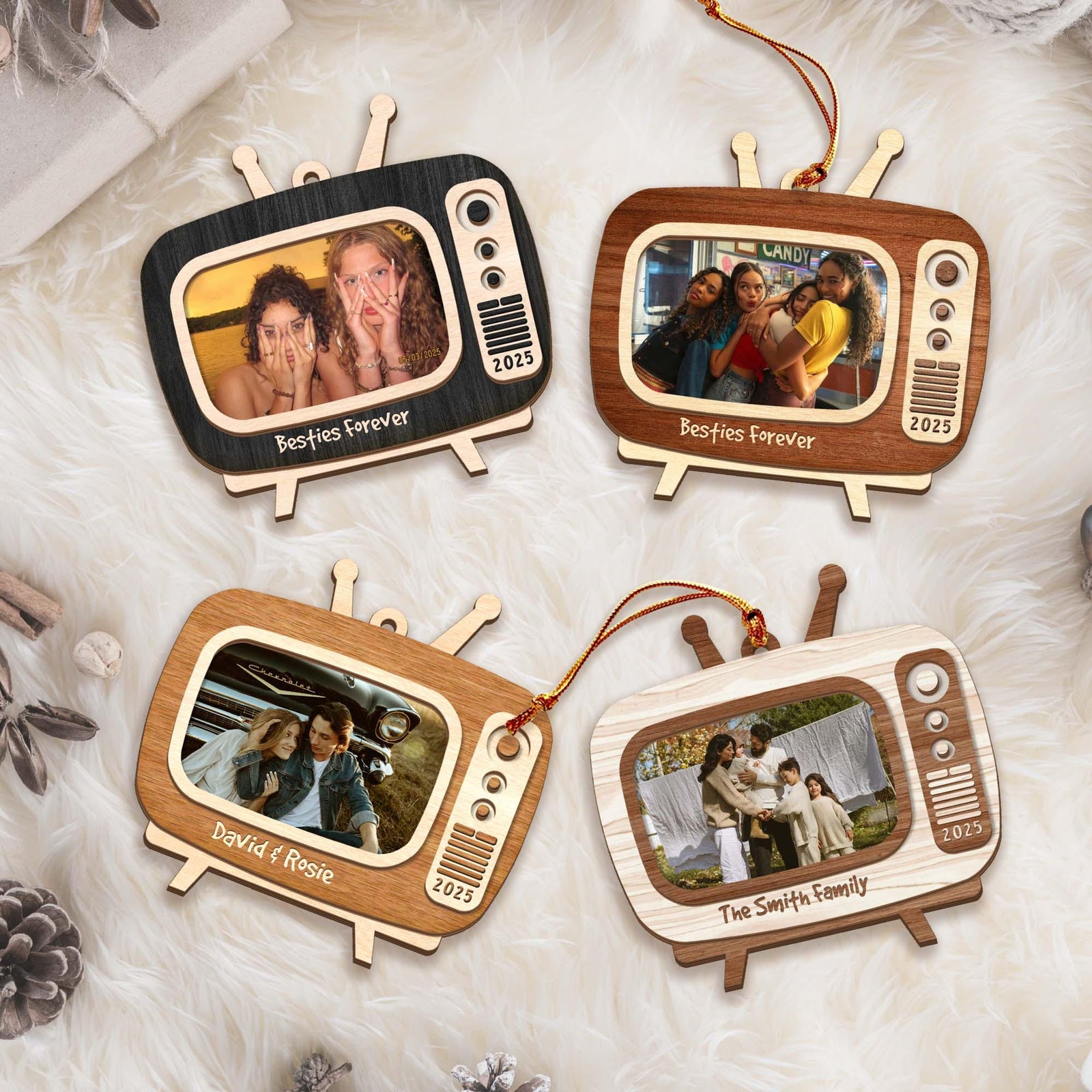 Personalized Photo Family Ornament, Family Picture Layers Wooden Ornament Christmas Keepsake Portrait Throwback 2025 Custom Photo Ornament