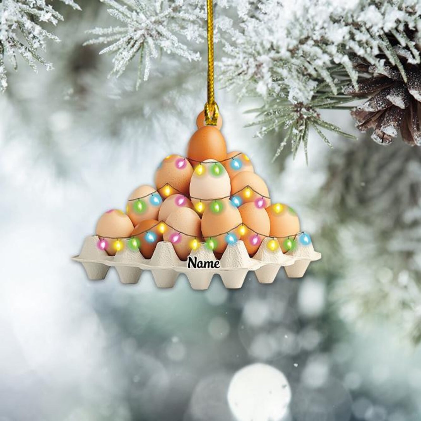 Personalized Egg Tray Christmas Ornament, Eggs Christmas Ornament, Cooking Ornament, Kitchen Ornament Decor, Chef Ornament Gift