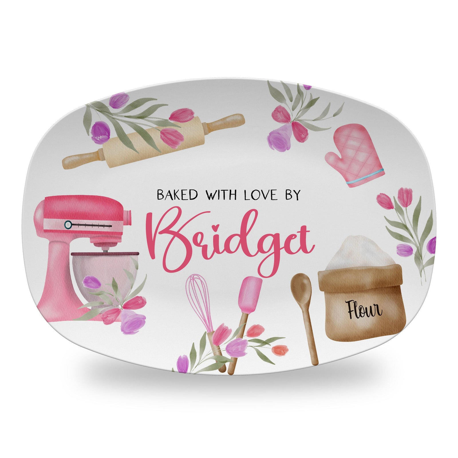 Personalized Dessert Platter for Baker, Floral Bakery Platter, Sweet Treats Plate, Mother's Day Gift, Bakery Platter