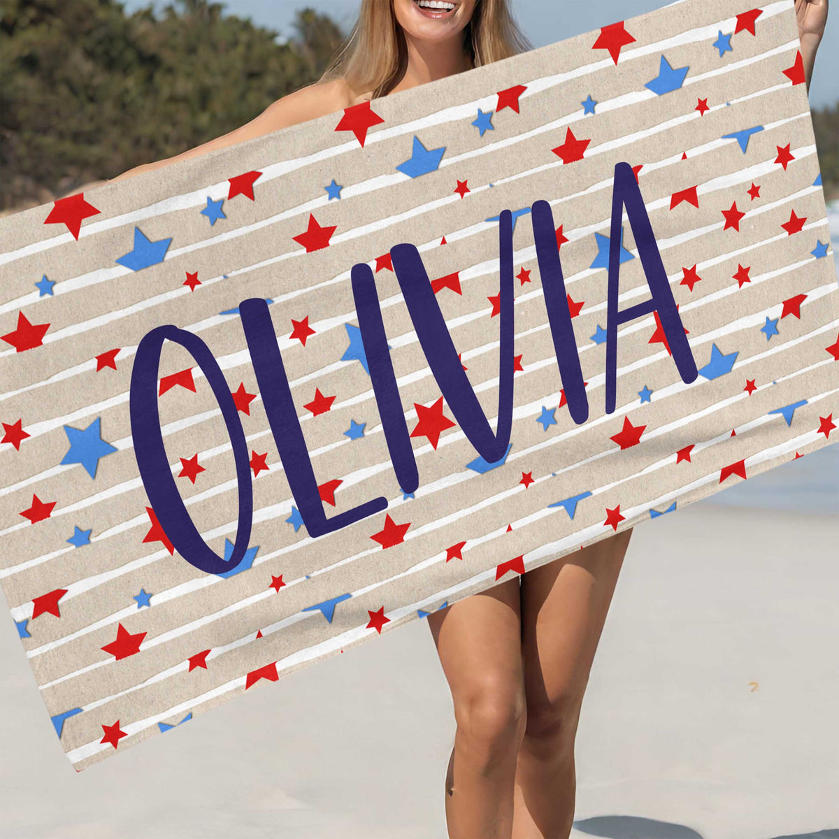 4th of July Beach Towel, American Summer Season Gift, Beach Aesthetic, American Freedom Gift, Independence Day Gift, Beach Painting Gift