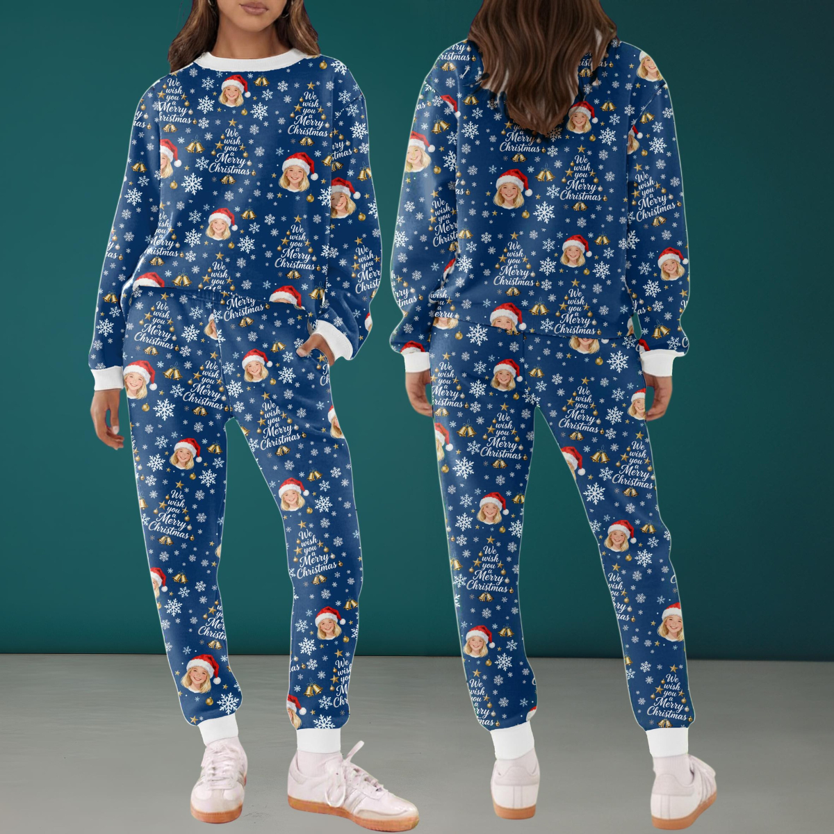 Custom Photo Pajama Set, Personalized Face Lounge Set, Cozy Outfit, Custom Pet or Couple Gift for Christmas, Christmas Gift