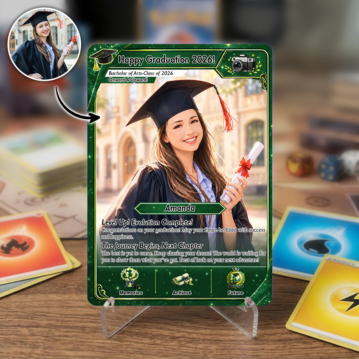 Personalized Trading Graduation Card, Custom Grad Portrait, Gift for Graduates