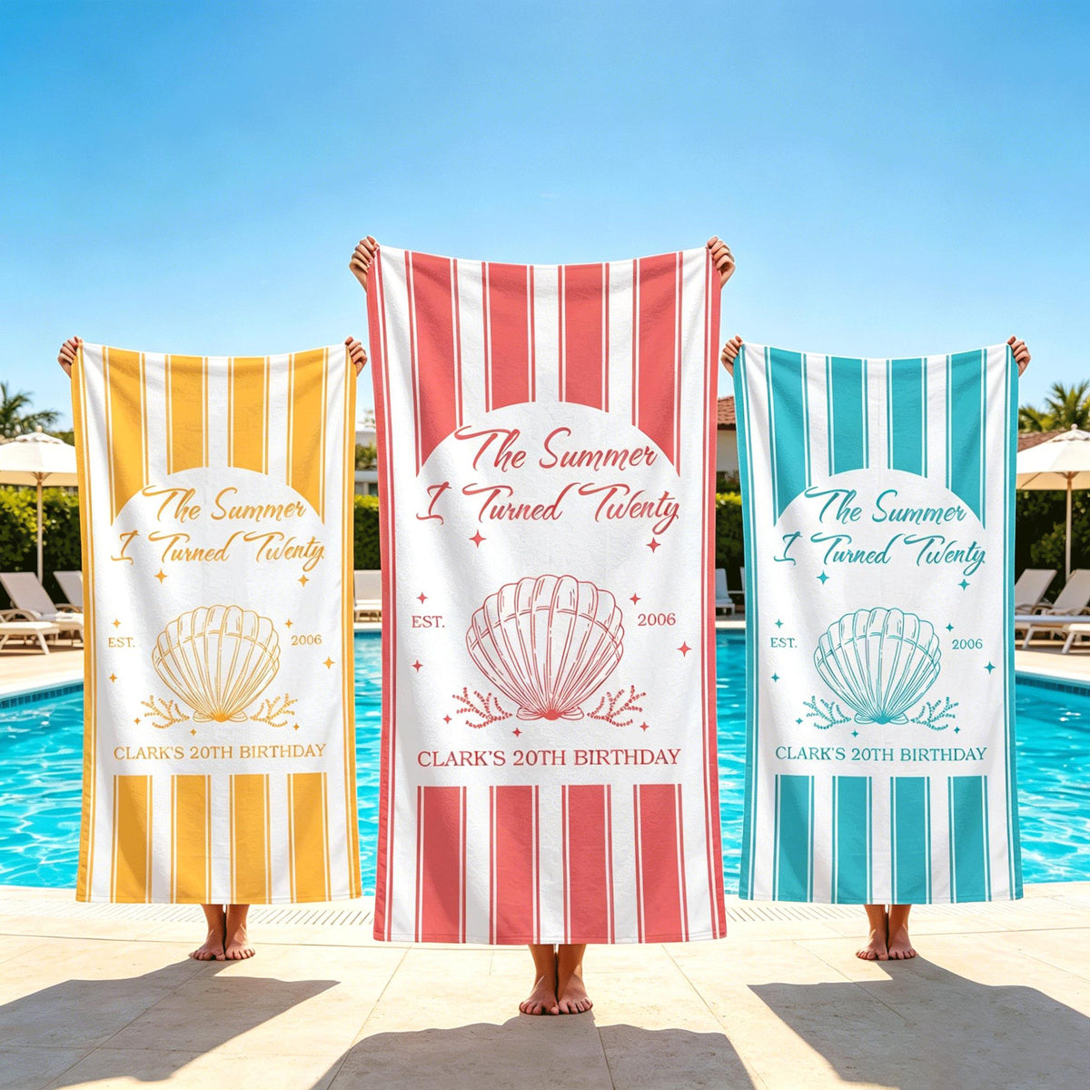 Custom The Summer I Turned Birthday Beach Towel, Birthday Party Beach Towels, Summer 20th 30th 40th Birthday Gift, Bachelorette Towels