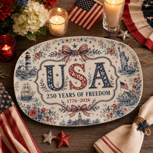 America 250th Anniversary Platter, 1776 2026 Patriotic Decorative Plate, Liberty Bell Freedom, 4th of July Decor, Independence Day Keepsake