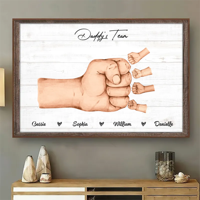 Daddy's Team Fist Bump - Personalized Canvas - Gift For Father, Father's Day, Birthday Gift