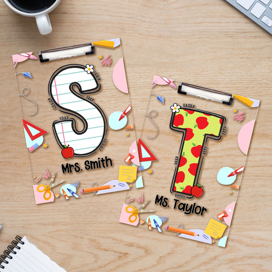 Personalized Teacher Clipboard, Custom First Letter Acrylic Clipboard For Teacher, Back To School Gift, Teacher Appreciation Gift, Teacher gift