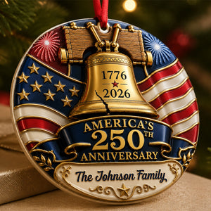 America 250 Bell Family Christmas - Proud Family Ornament - Real 3D Raised Ornament