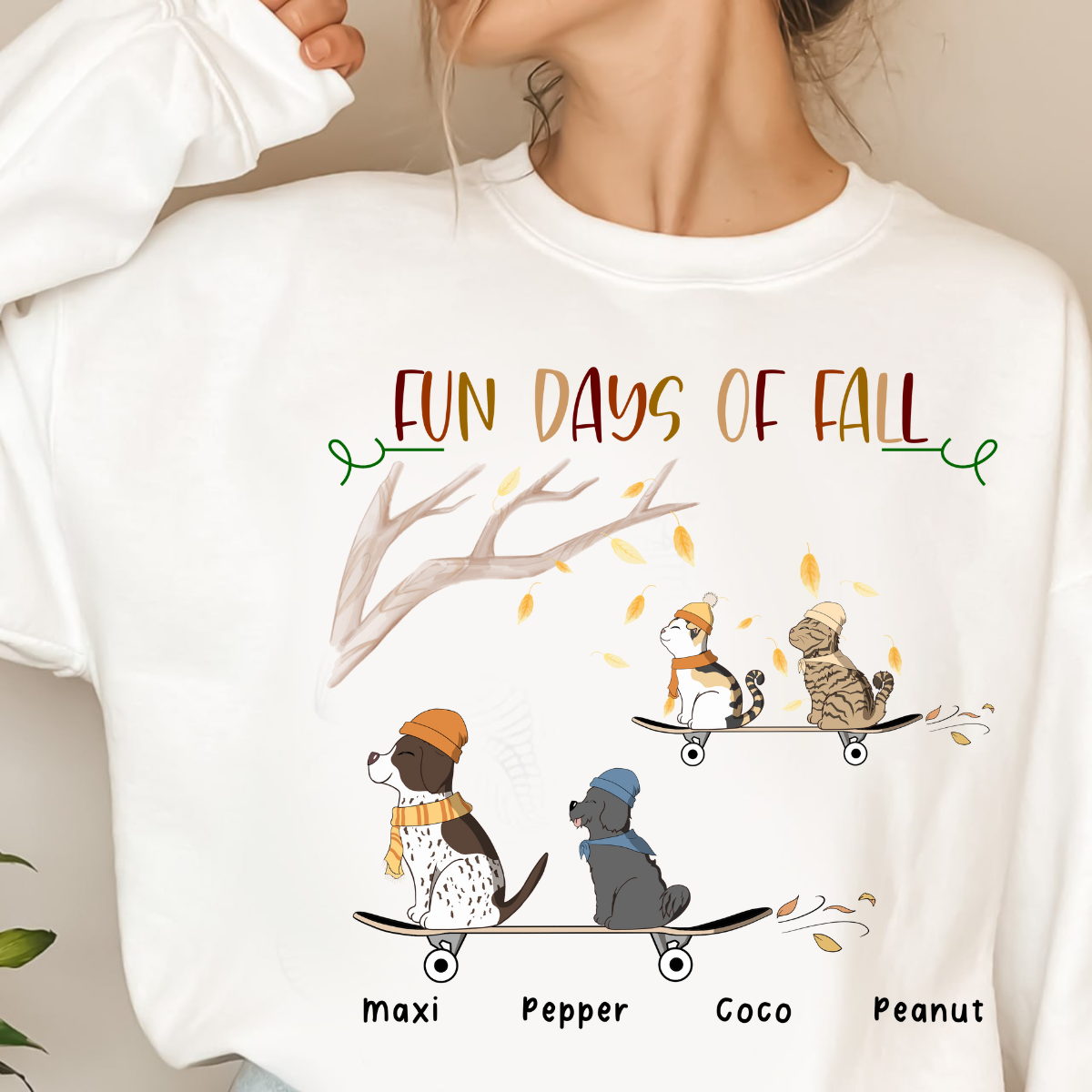 Fun Day Of Fall Personalized Sweatshirt Dog Cat Fall Shirt, Funny Autumn Pet Lovers Sweatshirt, Pumpkin Lover Sweatshirt, Fall Season Shirt, Thanksgiving Shirt, Comfort Fall Tee Pet Lovers