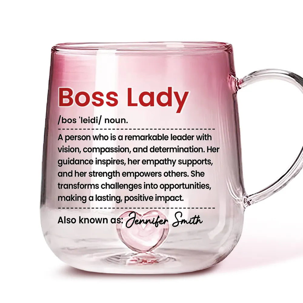 Boss Lady - Personalized Gradient Glass Mug - Gift For Friends, Besties