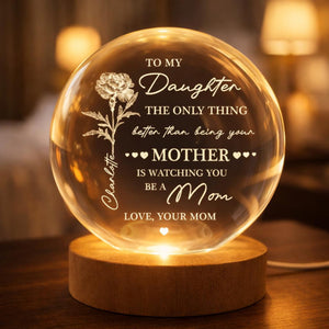 Personalized Watching You Be A Mom Ball Night Light, First Mother Day Gift For Daughter Led Light, 3D Crystal Lamp, New Mom Birthday Gift