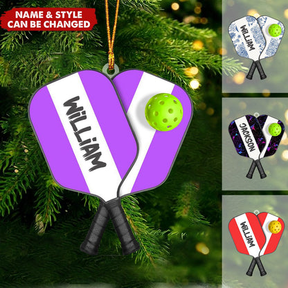 Pickleball With Paddles Rackets Ball Sport - Personalized Acrylic Ornament - Christmas Gift For Pickleball Players