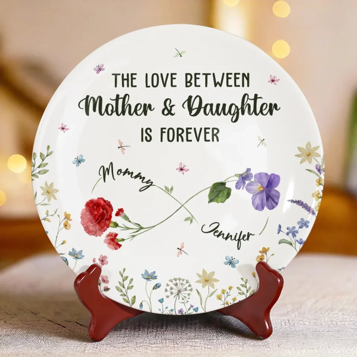 The Love Between Mother & Daughter Is Forever - Personalized Ceramic Plate - Mother's Day, Gift For Mom