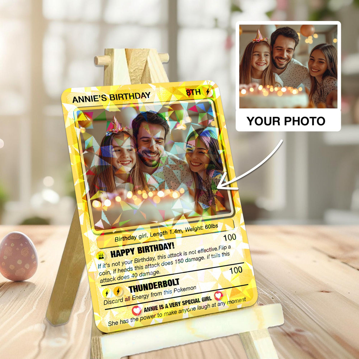 Personalized Poke Card in Birthday, Birthday Wallet Card, Birthday Photo Card from Kids, Custom Poke Anniversary Card, Happy Birthday Gift