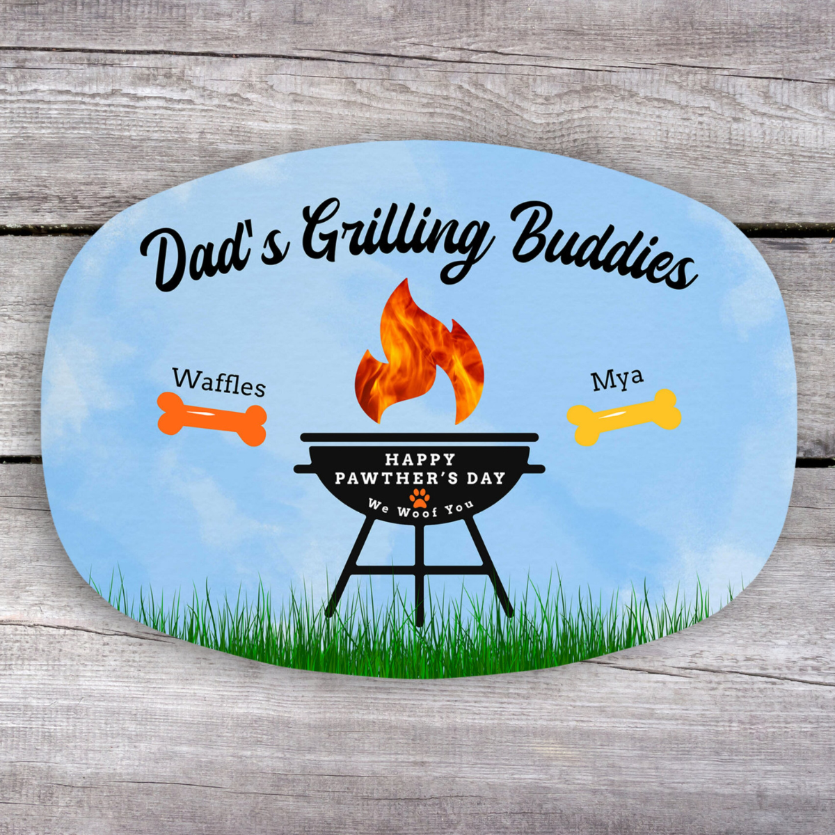 Dog Dad Gift, Personalized Grilling Plate, Pawthers Day, Grill Gifts, Custom Serving Platter