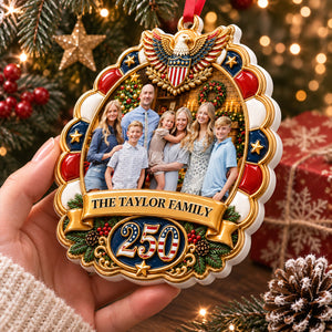 Family 250 Pride Christmas Photo - Real 3D Raised Ornament