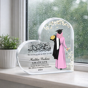 Muslim Female Graduation Gift, Personalised Graduation Gift for Her, Islamic Gift for Her, Class of 2026 Floral Clear Acrylic Custom Plaque